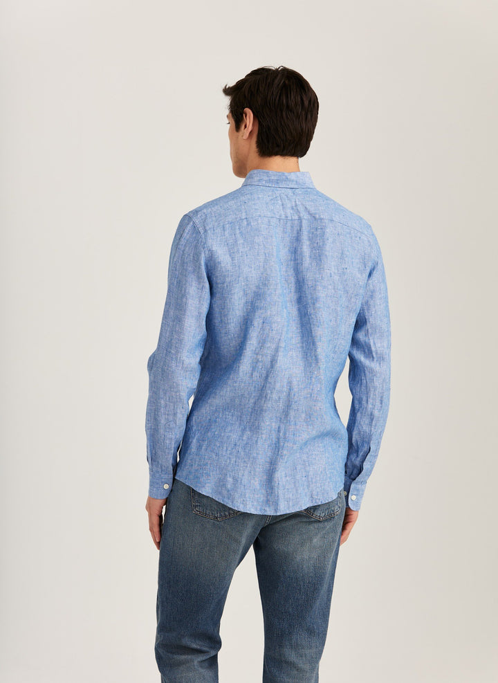 Morris Douglas Linen Shirt-Classic Fit Blue