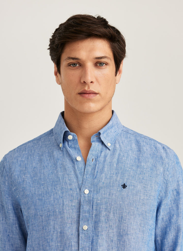 Morris Douglas Linen Shirt-Classic Fit Blue