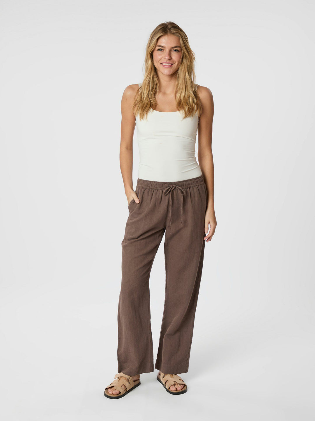 Neo Noir Sonar Linen Pants Brown