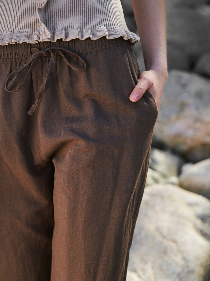 Neo Noir Sonar Linen Pants Brown