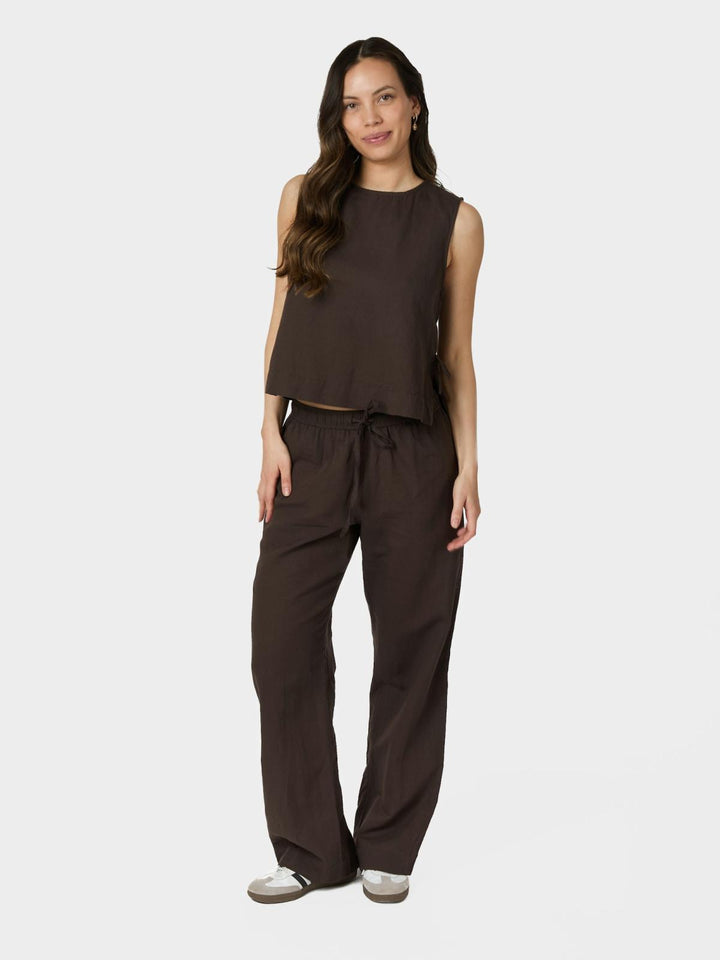 Neo Noir Sonar Linen Pants Dark Brown