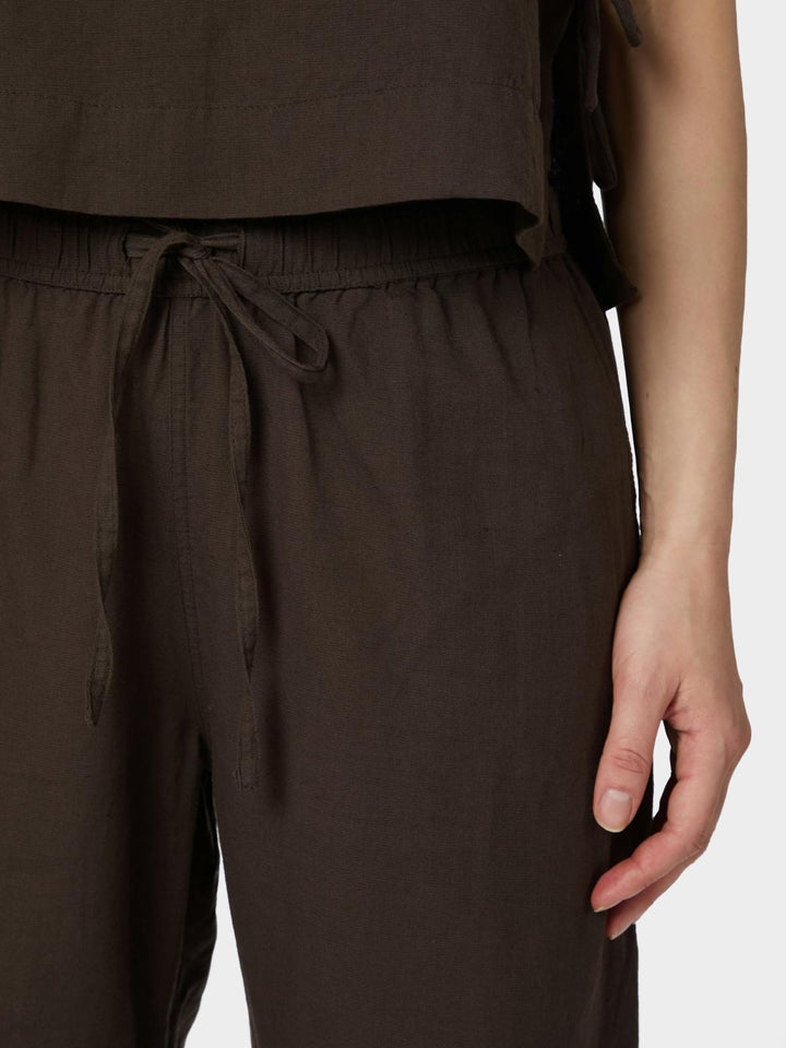 Neo Noir Sonar Linen Pants Dark Brown