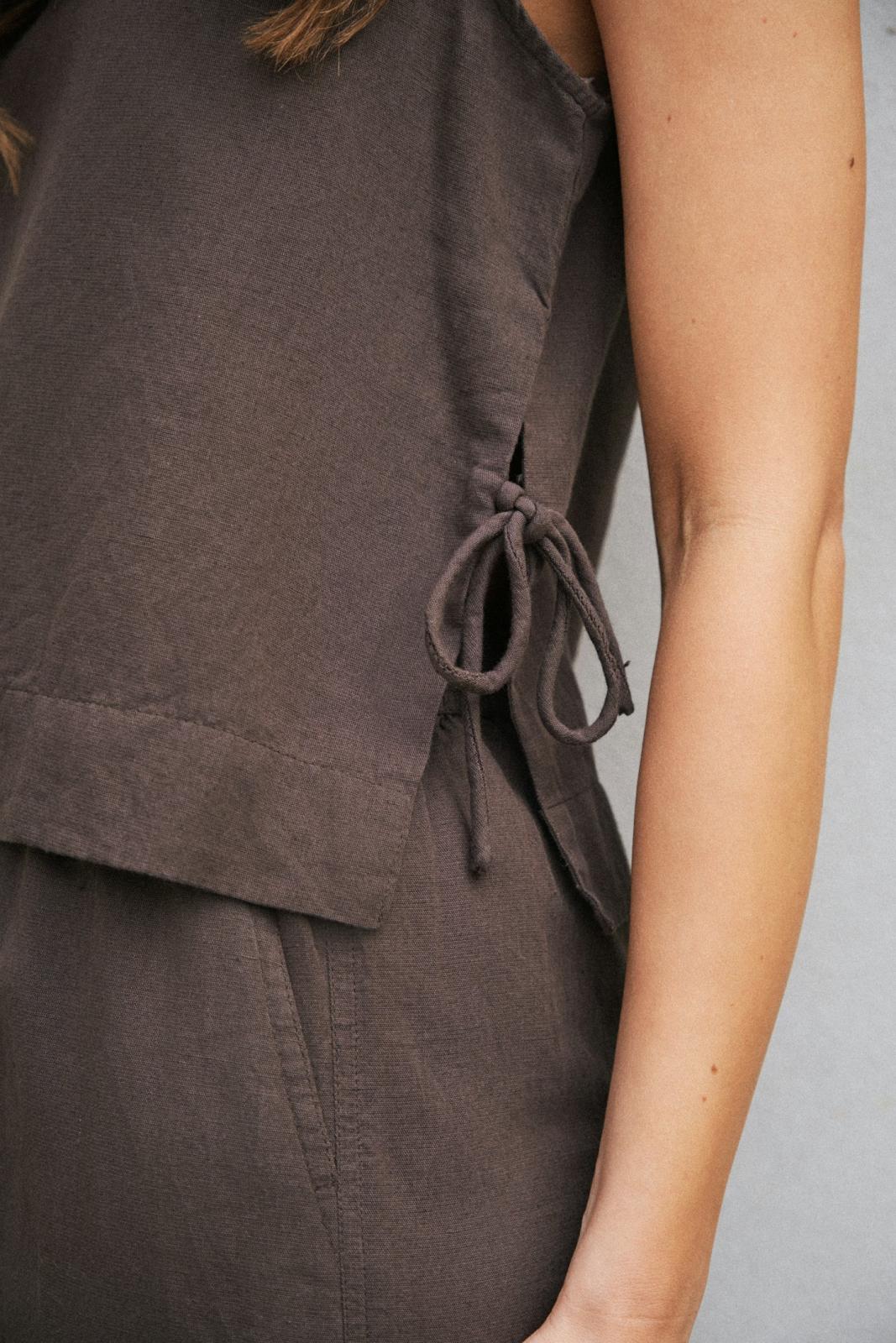 Neo Noir Svetlana Linen top Dark Brown