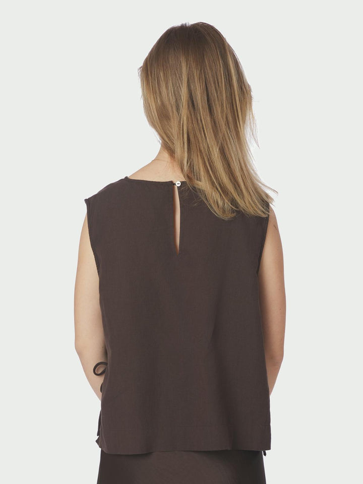 Neo Noir Svetlana Linen top Dark Brown