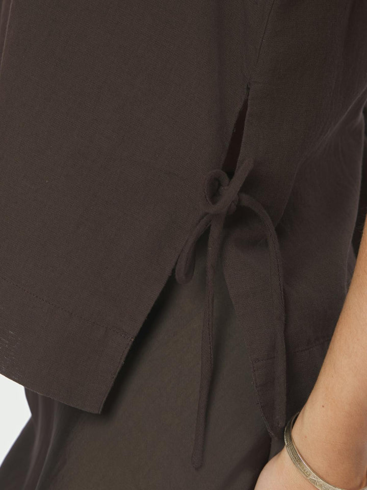 Neo Noir Svetlana Linen top Dark Brown