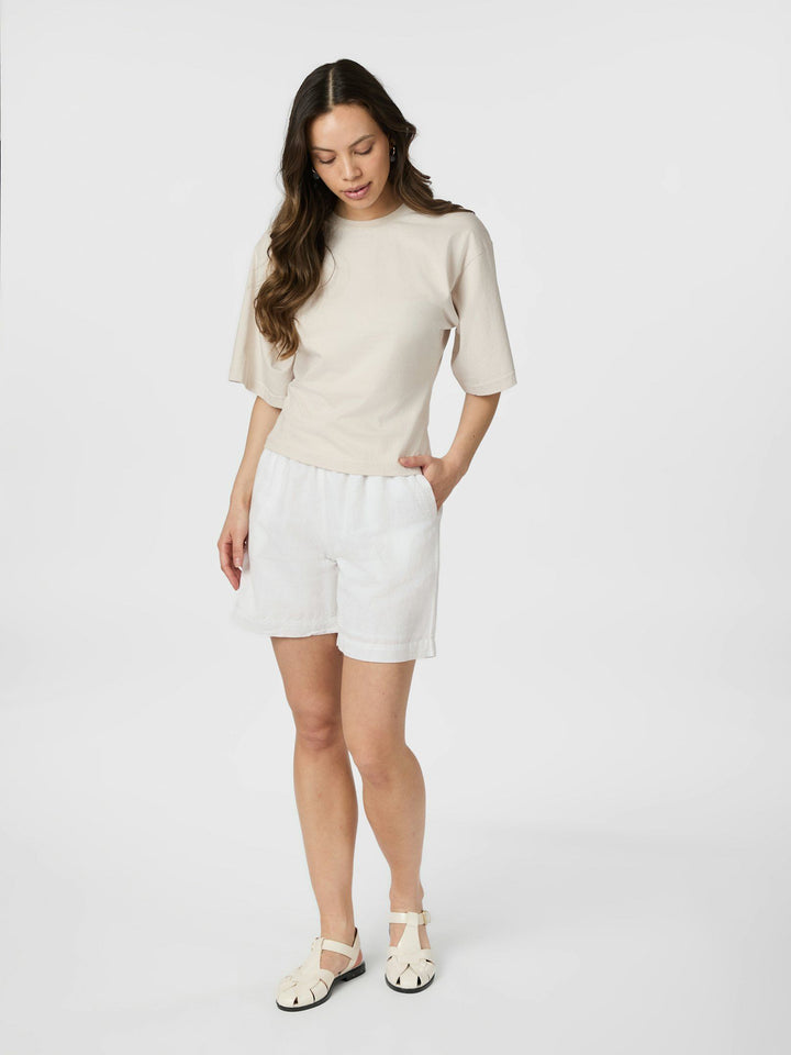 Neo Noir Shea Linen Shorts White