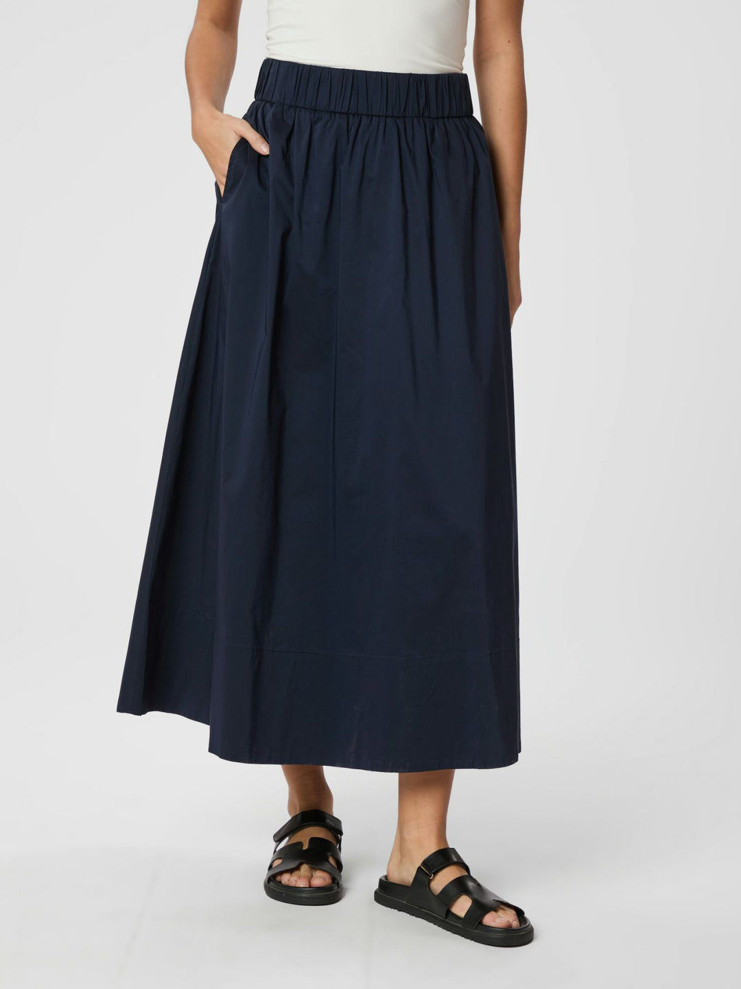 Neo Noir Yara Long Poplin Skirt Navy