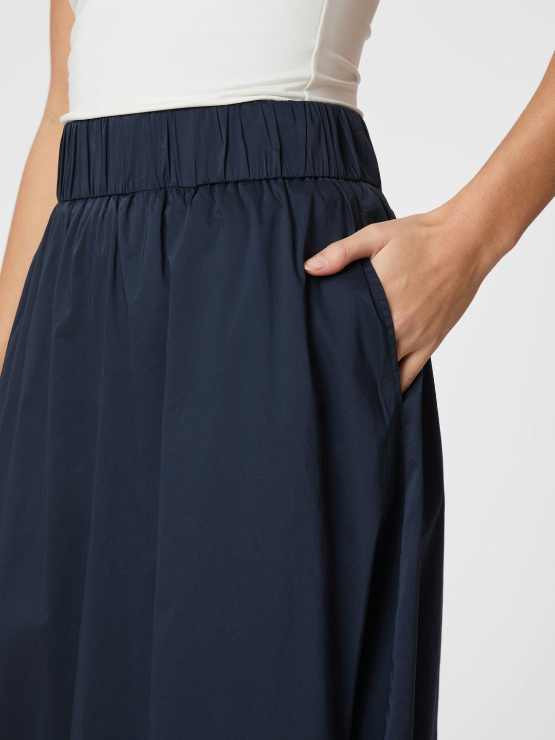 Neo Noir Yara Long Poplin Skirt Navy