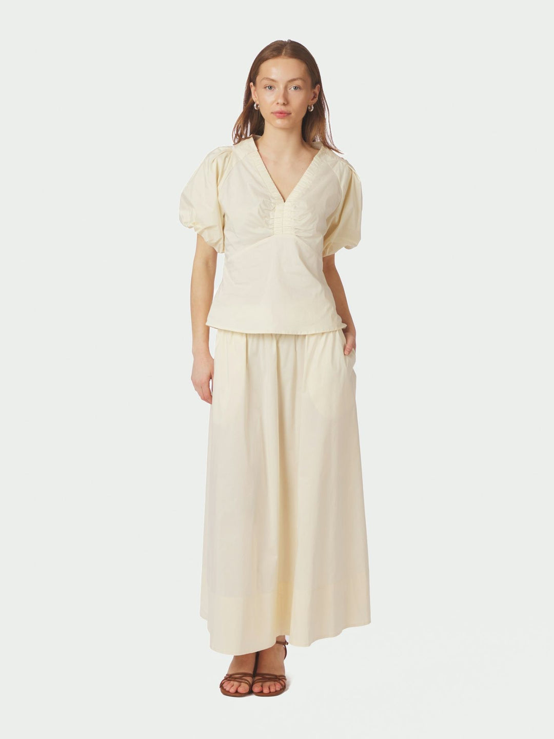 Neo Noir Yara Long Poplin Skirt Butter Yellow