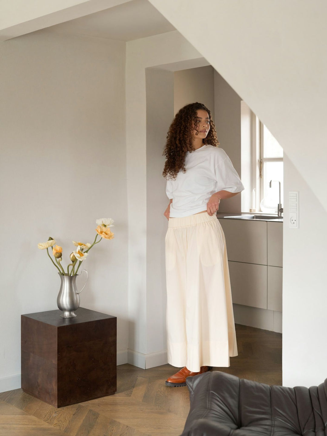 Neo Noir Yara Long Poplin Skirt Butter Yellow