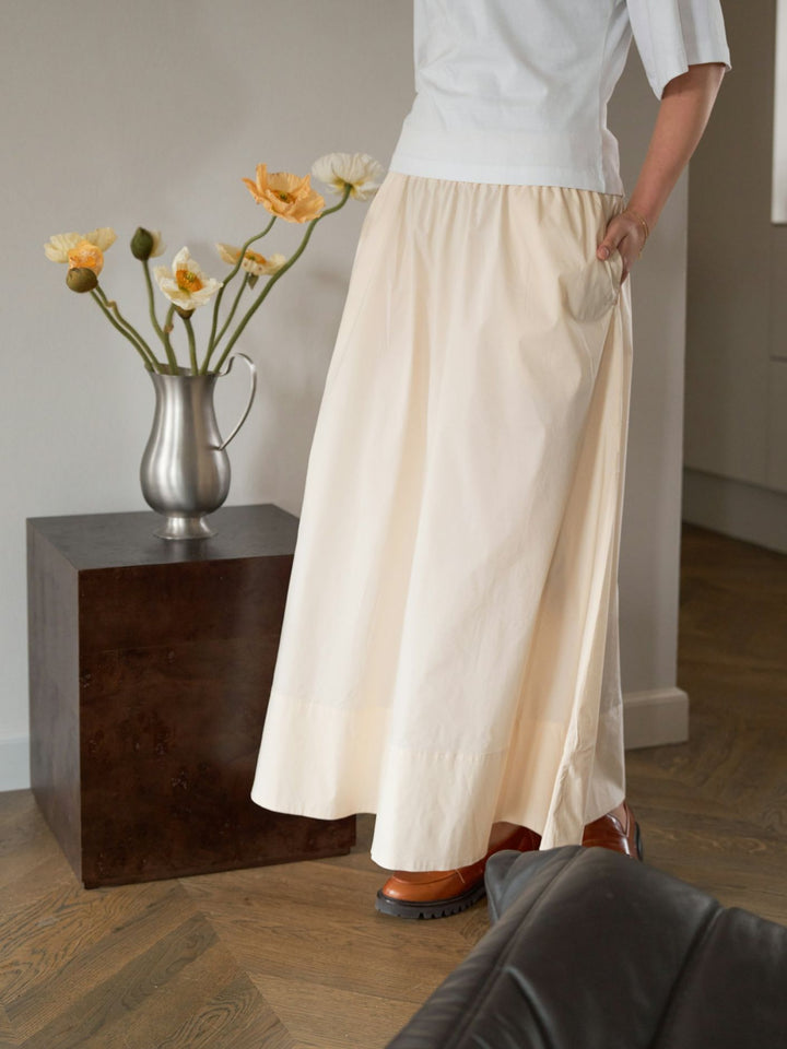 Neo Noir Yara Long Poplin Skirt Butter Yellow