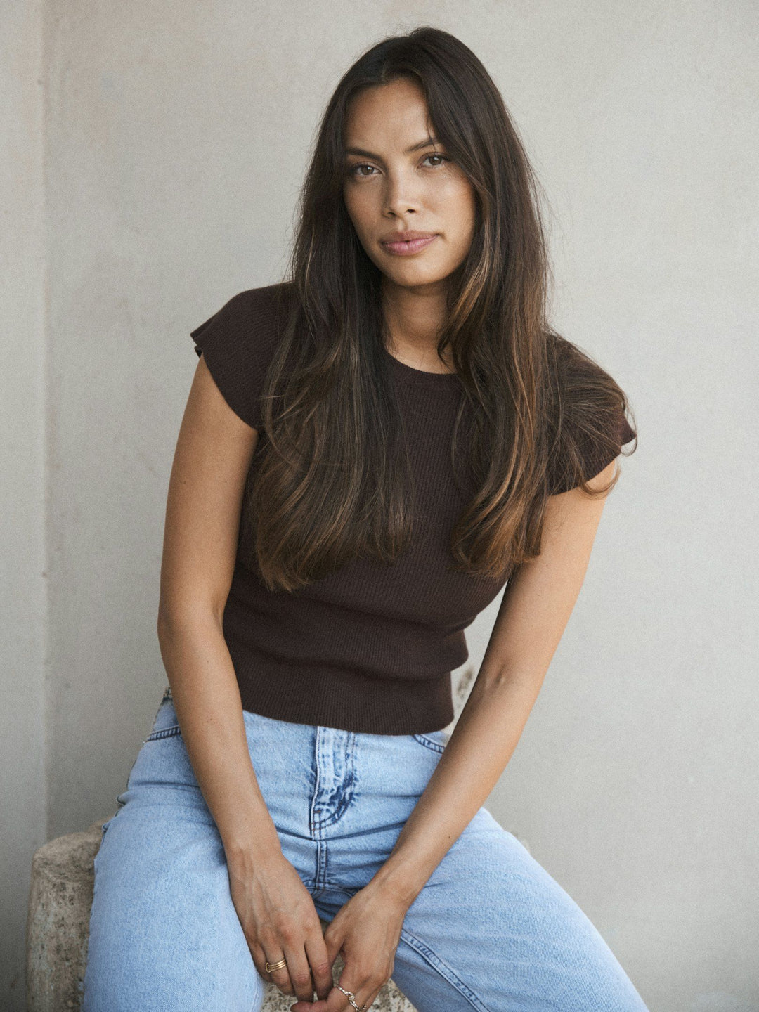 Neo Noir Tirra Knit Tee Brown