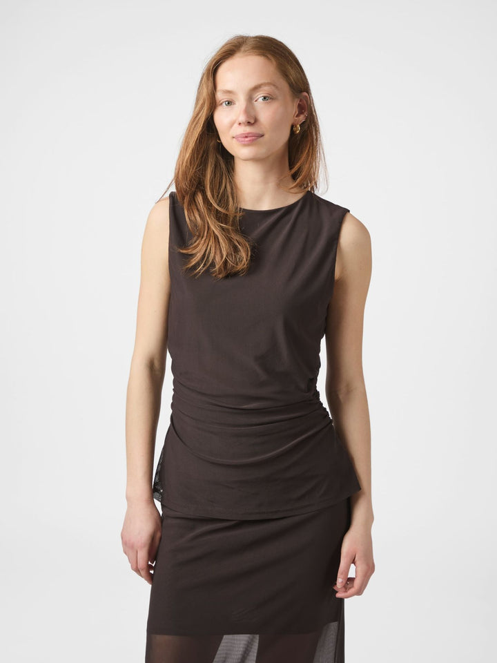 Neo Noir Liblana Mesh Top Dark Bown