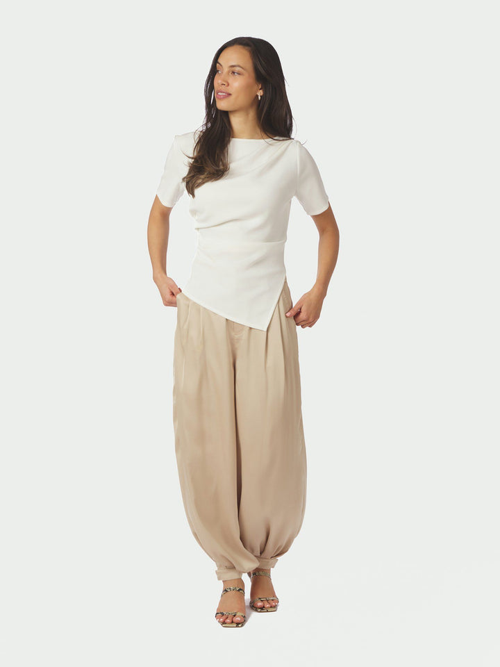 Neo Noir FAYLA DRAPY SATIN BALLOON PANTS Dark Sand