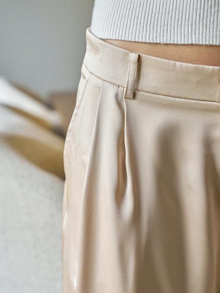 Neo Noir FAYLA DRAPY SATIN BALLOON PANTS Dark Sand