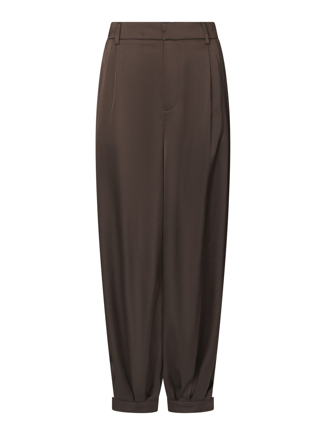Neo Noir FAYLA DRAPY SATIN BALLOON PANTS Dark Brown