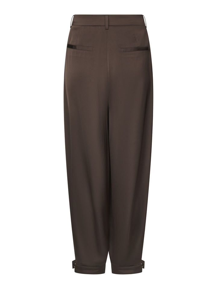 Neo Noir FAYLA DRAPY SATIN BALLOON PANTS Dark Brown