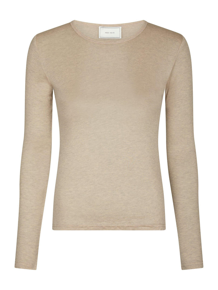 Neo Noir Nella Fine Rib Blouse Beige Melange