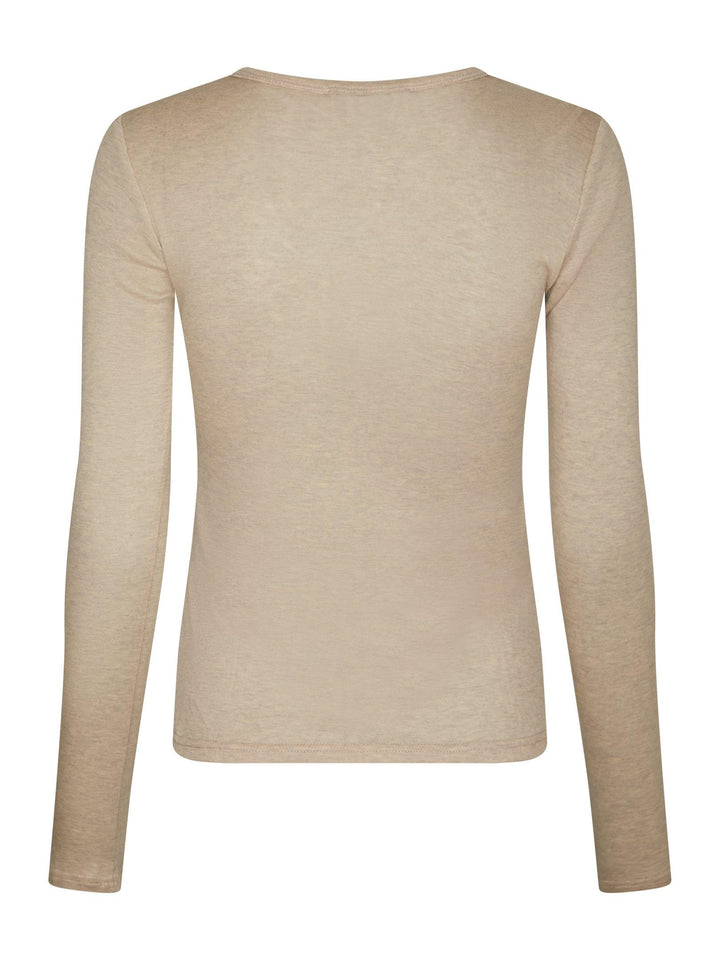 Neo Noir Nella Fine Rib Blouse Beige Melange