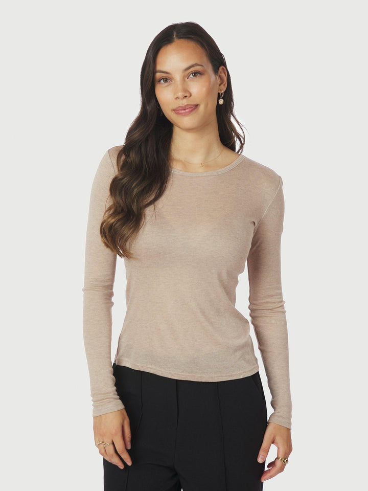 Neo Noir Nella Fine Rib Blouse Beige Melange