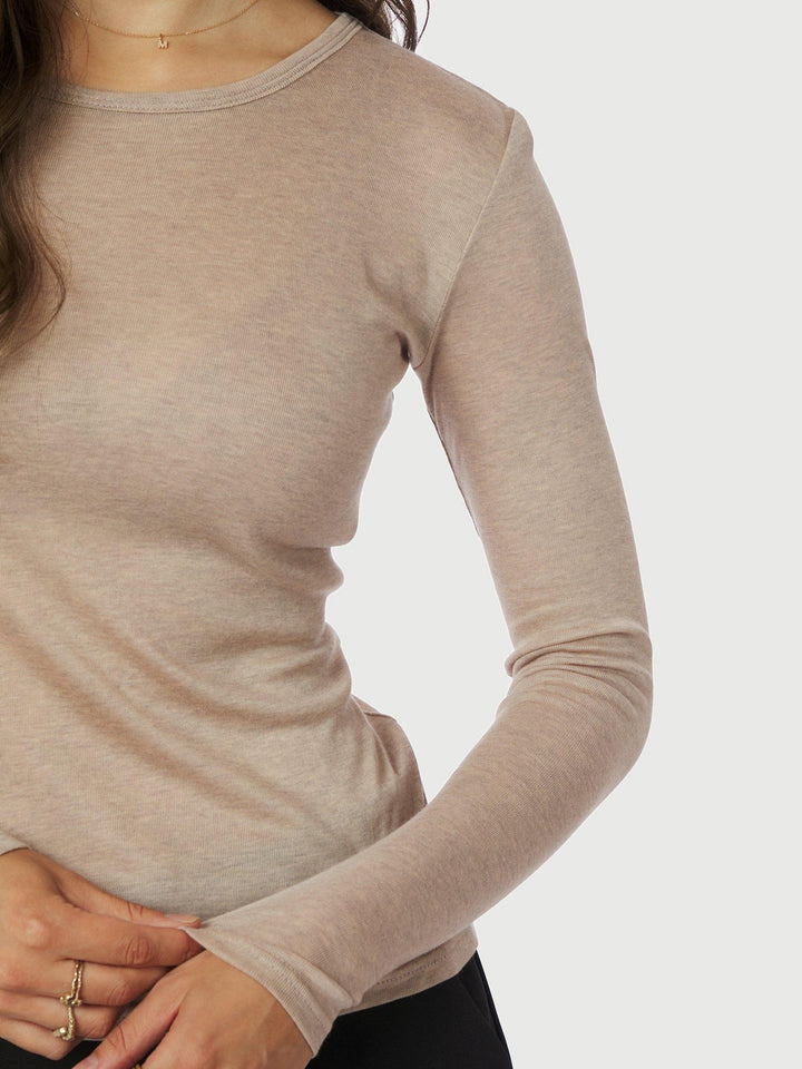 Neo Noir Nella Fine Rib Blouse Beige Melange