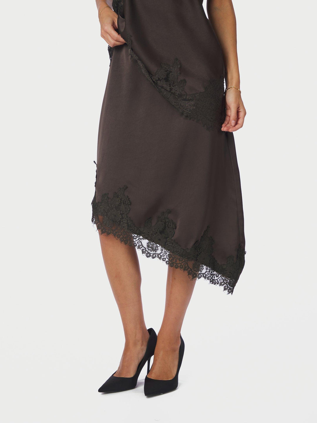 Neo Noir Fiora Lace Skirt Brown
