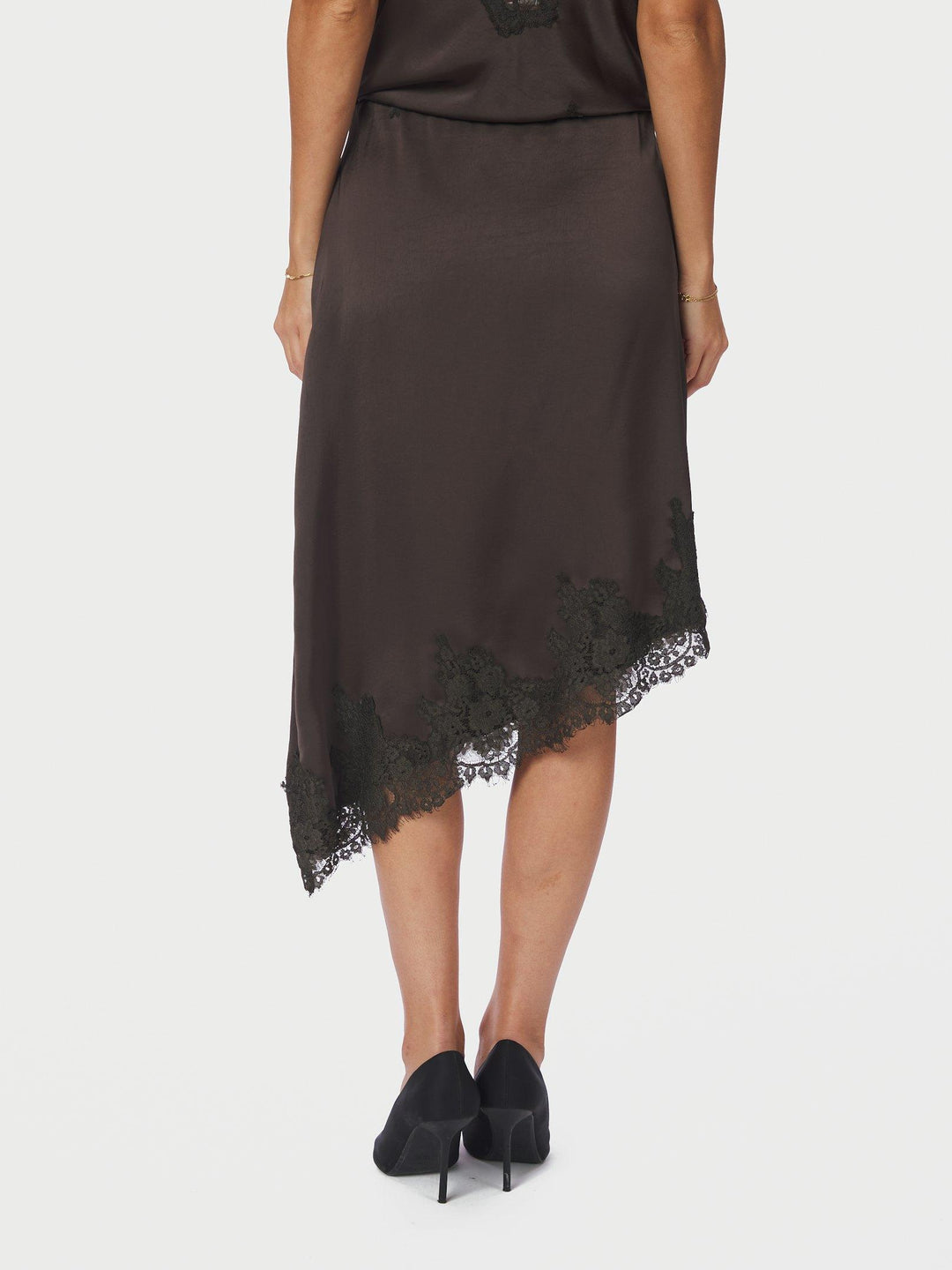 Neo Noir Fiora Lace Skirt Brown