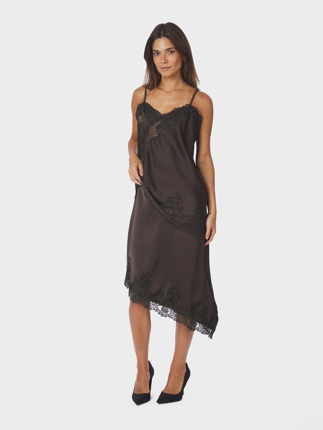 Neo Noir Fiora Lace Skirt Brown