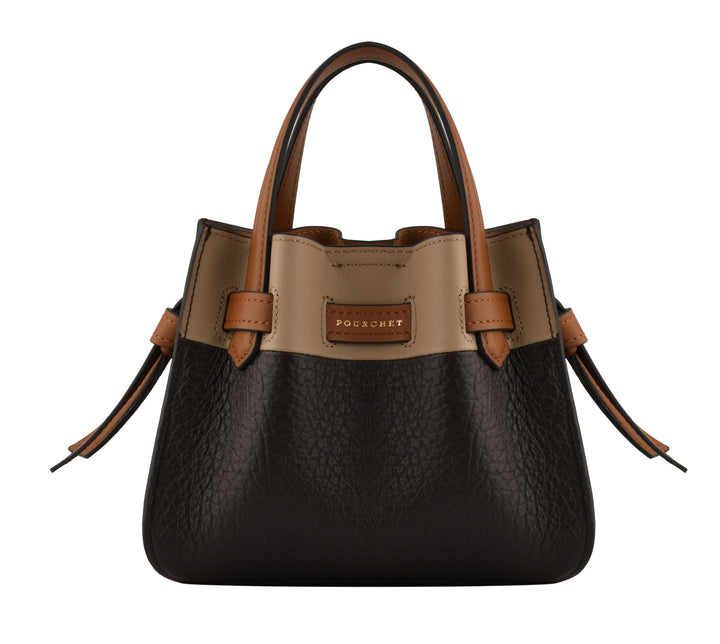 POURCHET PARIS Small Size Cowhide Leather Satchel Bag