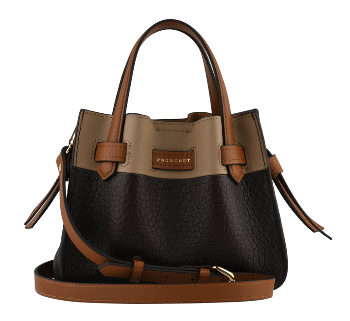 POURCHET PARIS Small Size Cowhide Leather Satchel Bag