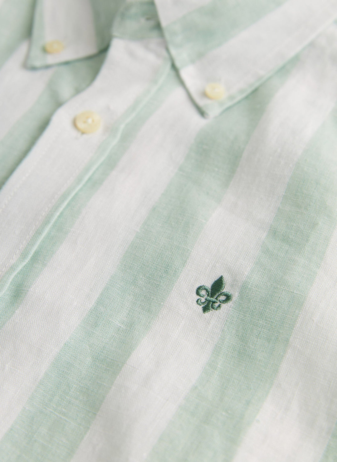 Morris Douglas Linen Stripe Shirt-Classic Fit Green