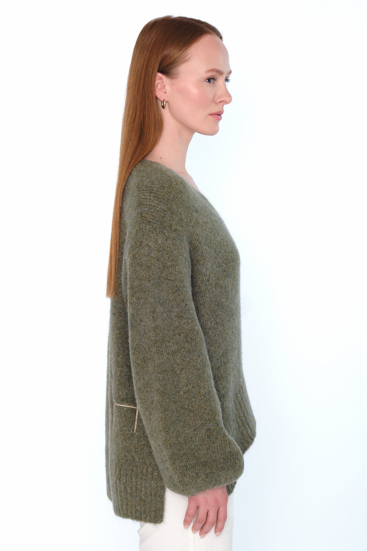 Hést SOFIE V-neck Sweater Winter Moss