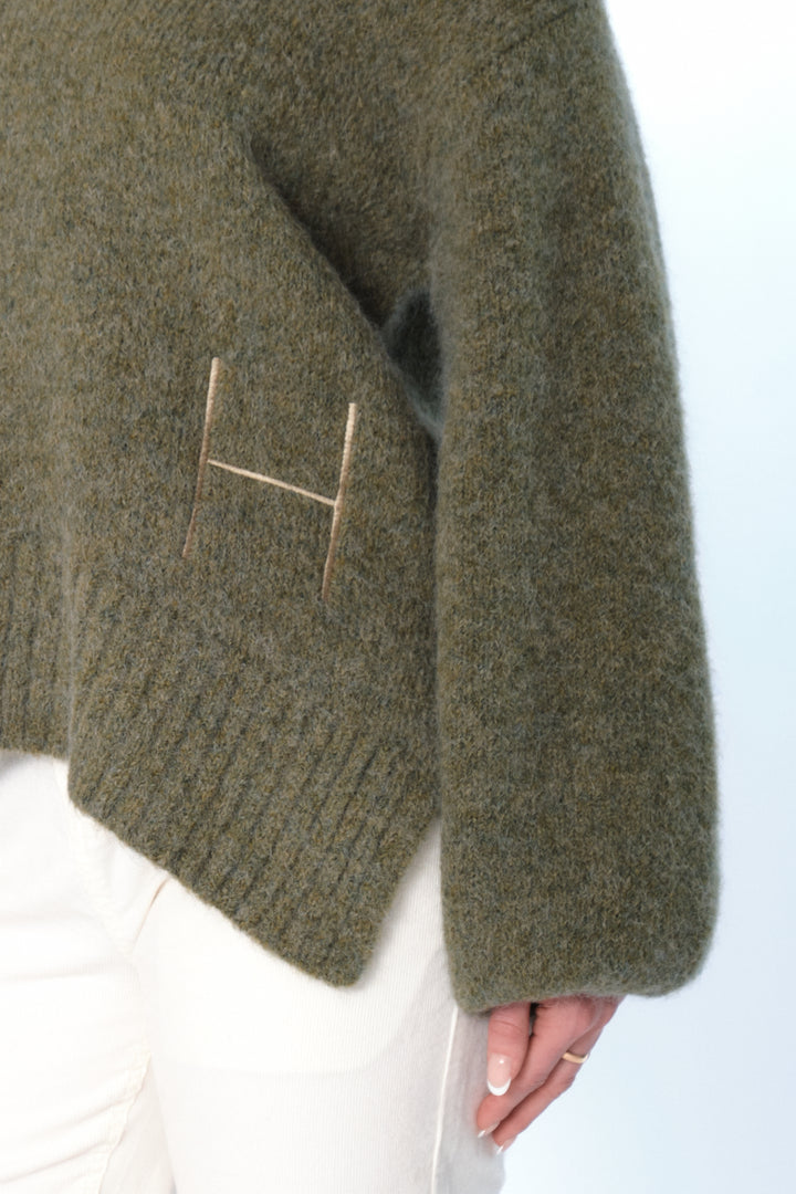 Hést SOFIE V-neck Sweater Winter Moss