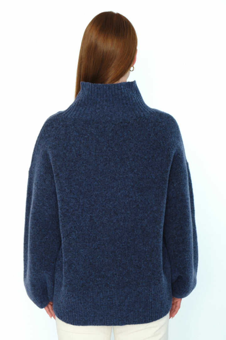 Hést Patch Short Sweater True Navy