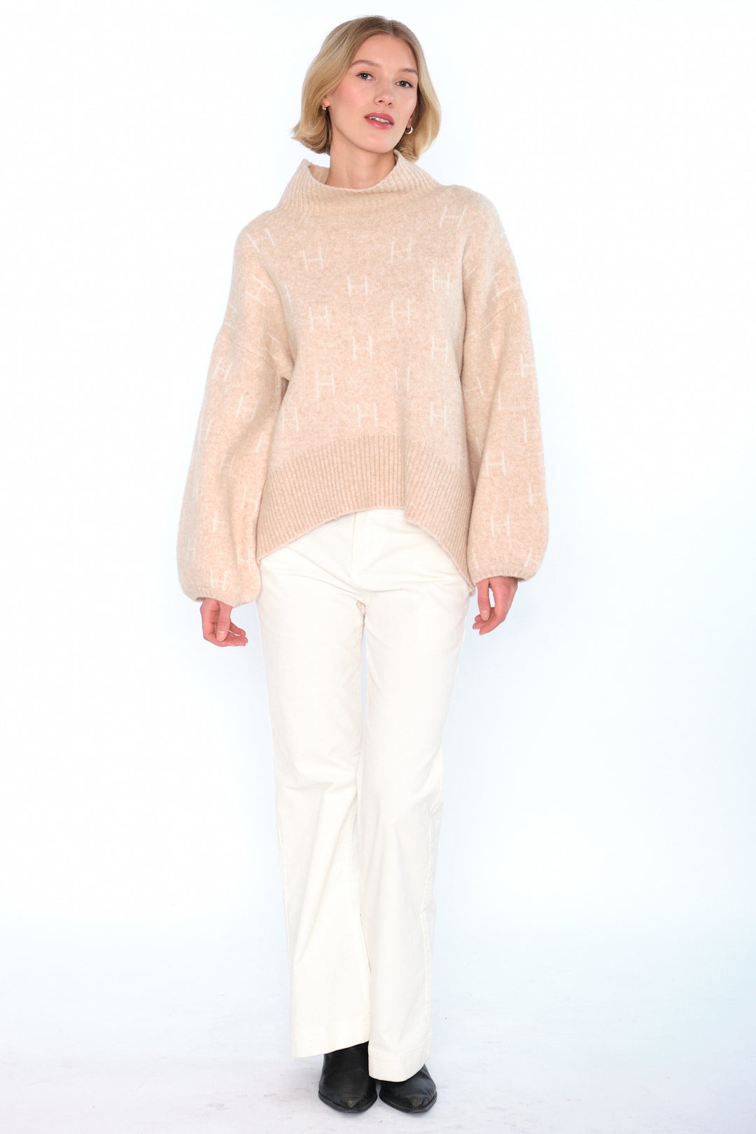Hést FAM Short Sweater Light Beige Melange