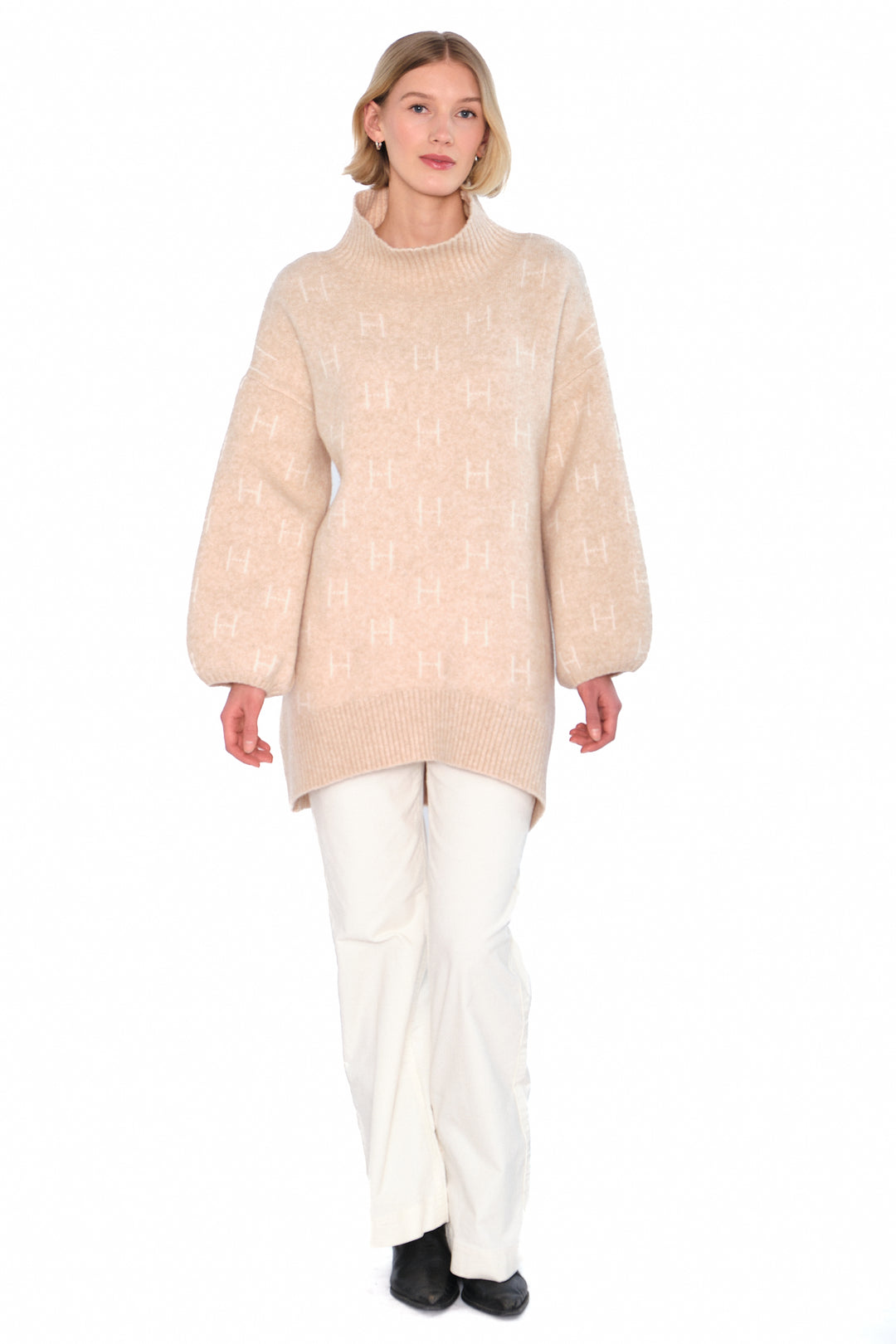 Hést FAM Long Sweater Light Beige Melange