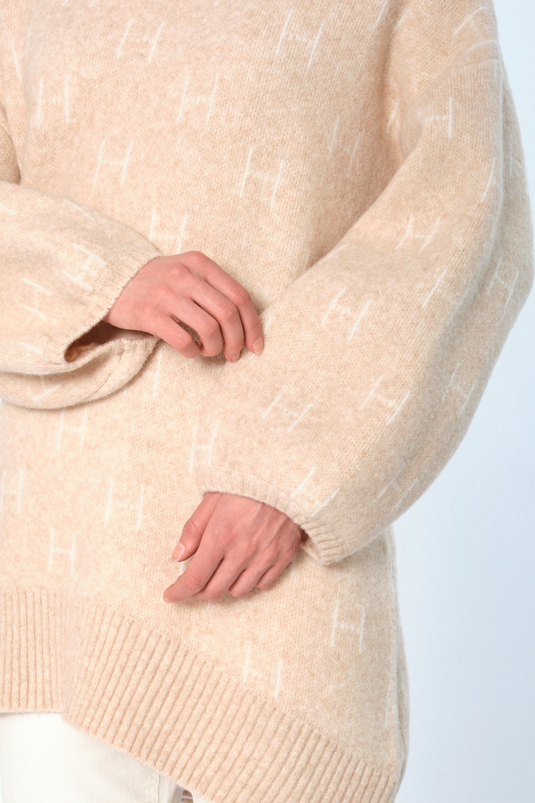 Hést FAM Long Sweater Light Beige Melange