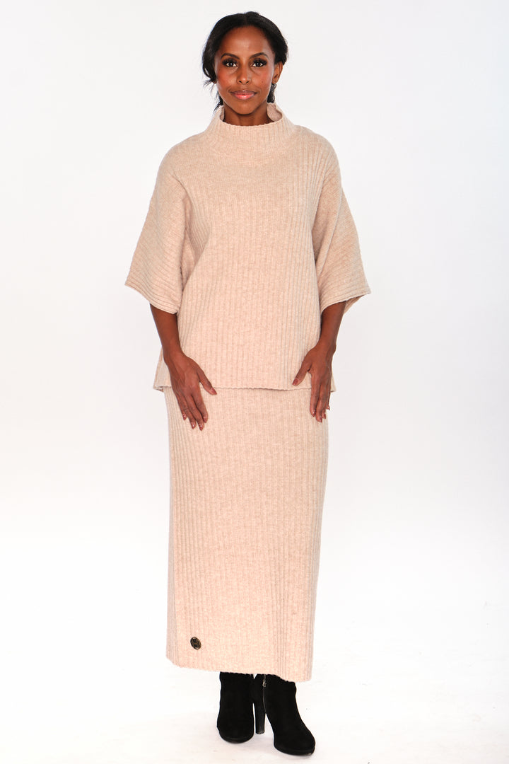 Hést ADELINA Knitted Skirt Light Brown Melange