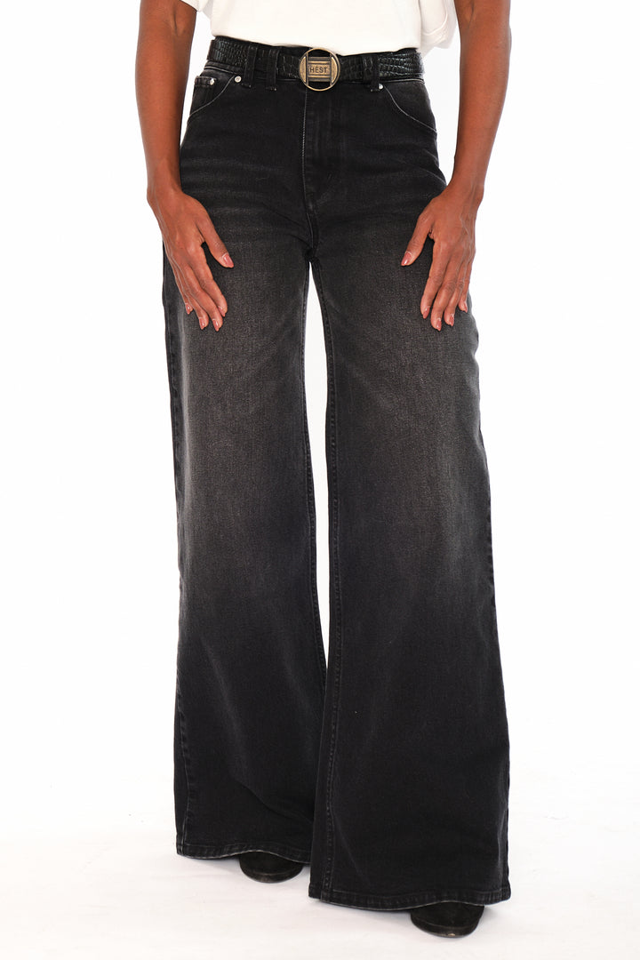 Hést IRINA Wide Leg Medium Wash Black Denim