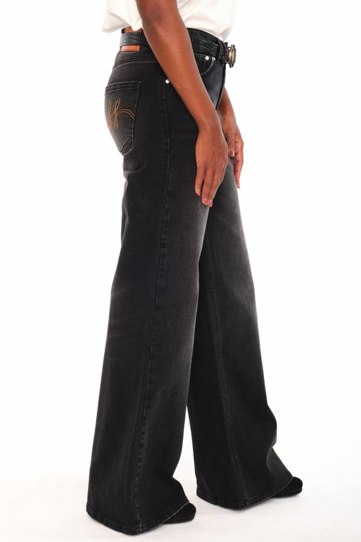 Hést IRINA Wide Leg Medium Wash Black Denim