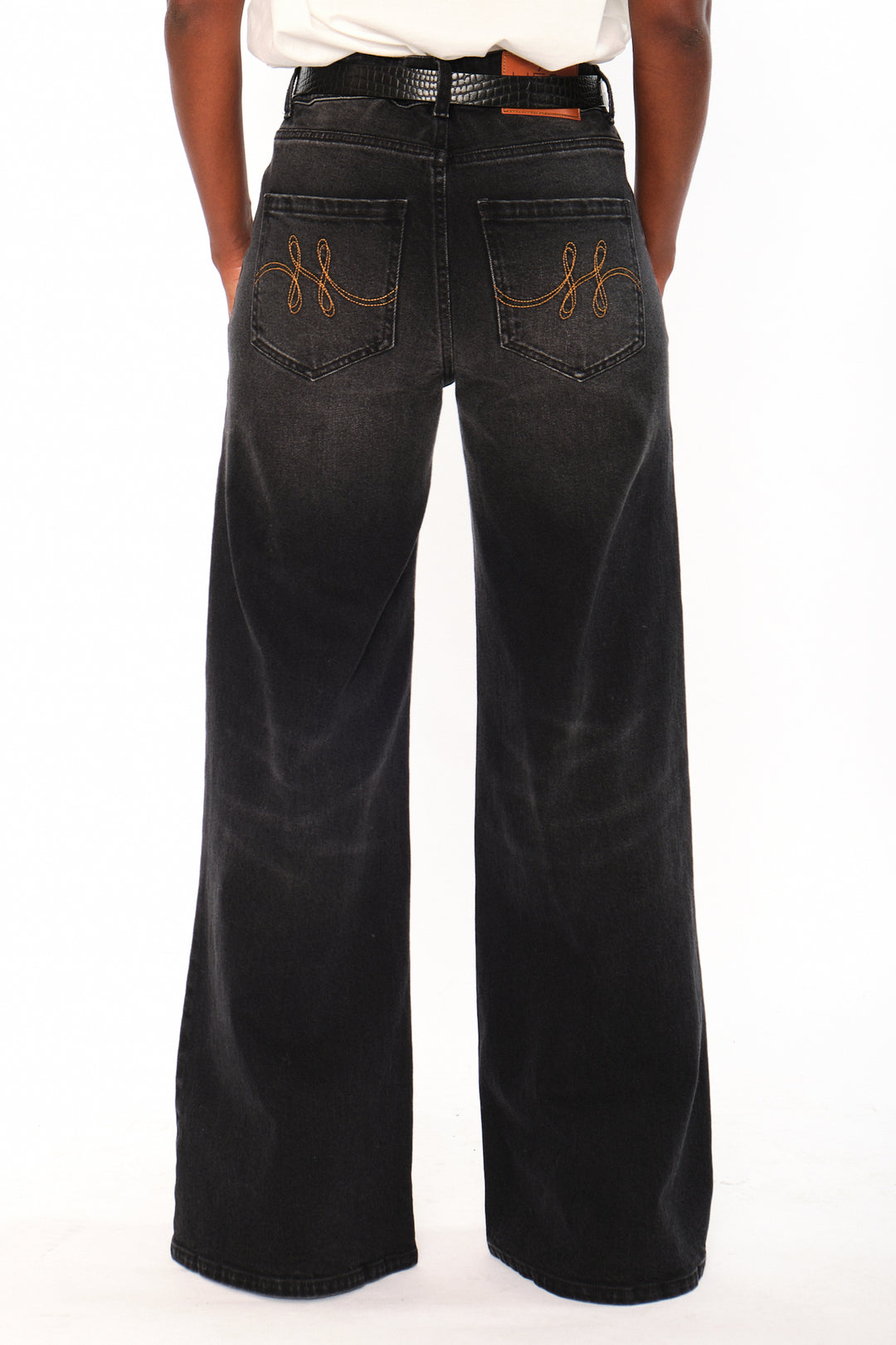 Hést IRINA Wide Leg Medium Wash Black Denim