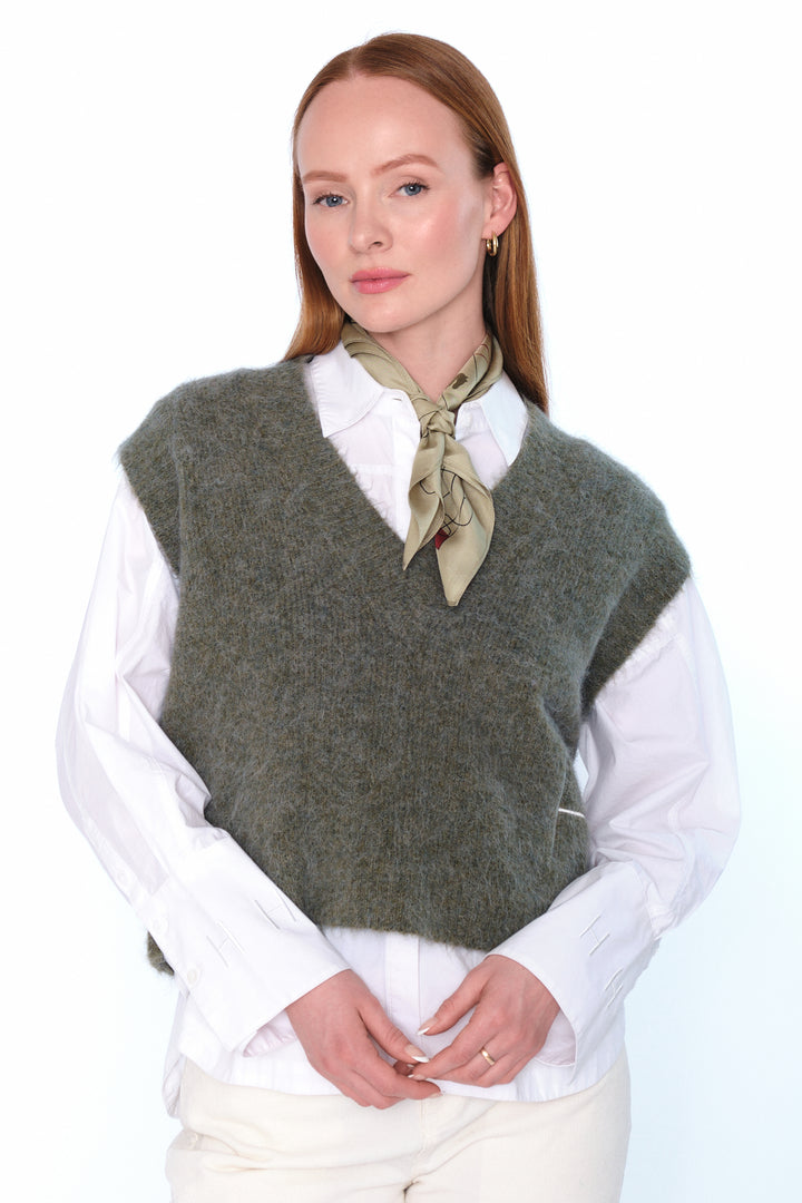 Hést ELIZA Silk Scarf Small Gray Green