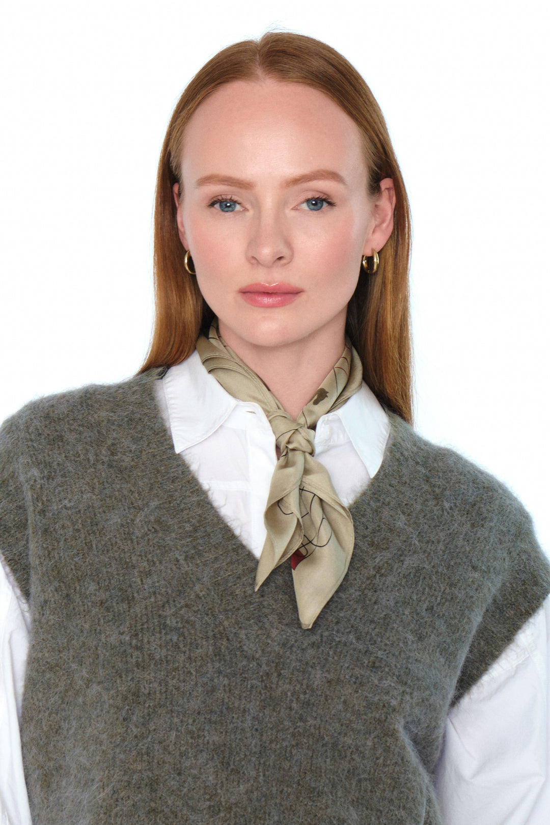 Hést ELIZA Silk Scarf Small Gray Green
