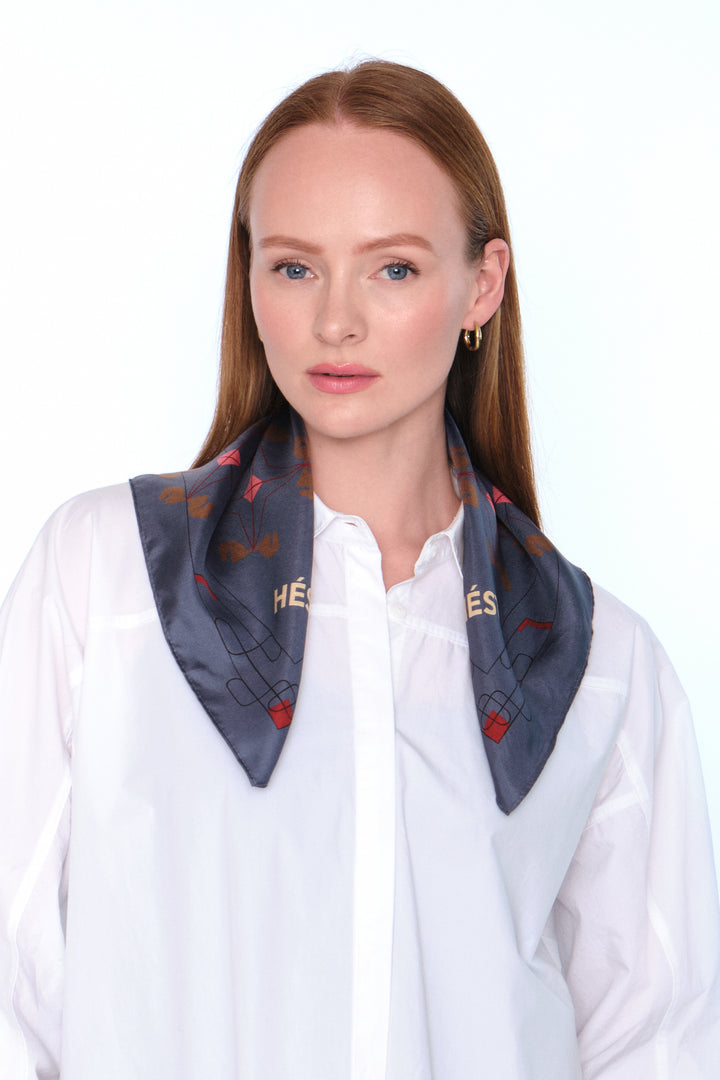 Hést ELIZA Silk Scarf Small Nightshadow Blue