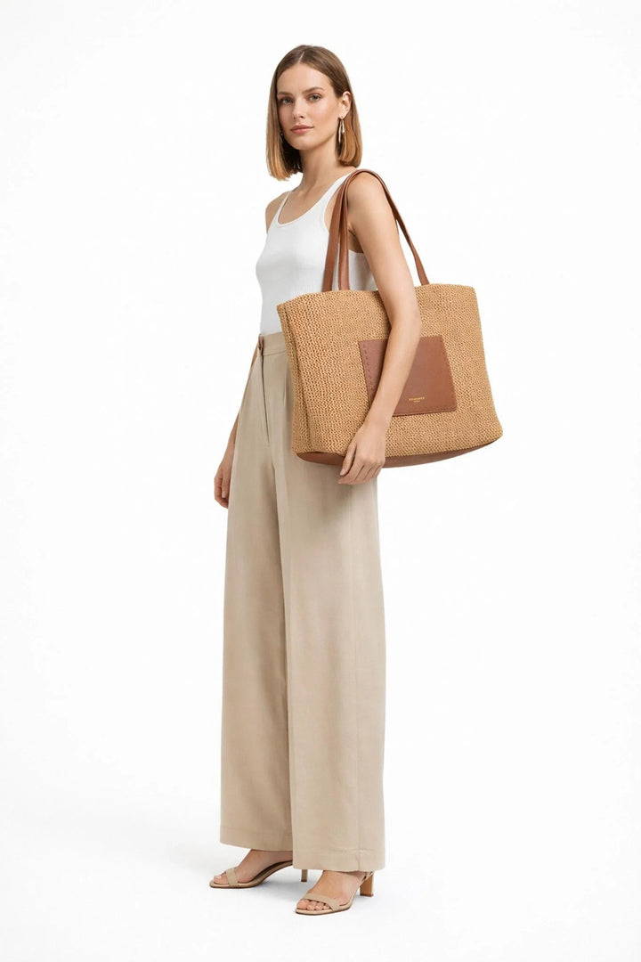 POURCHET PARIS Cassis Camel Tote Bag