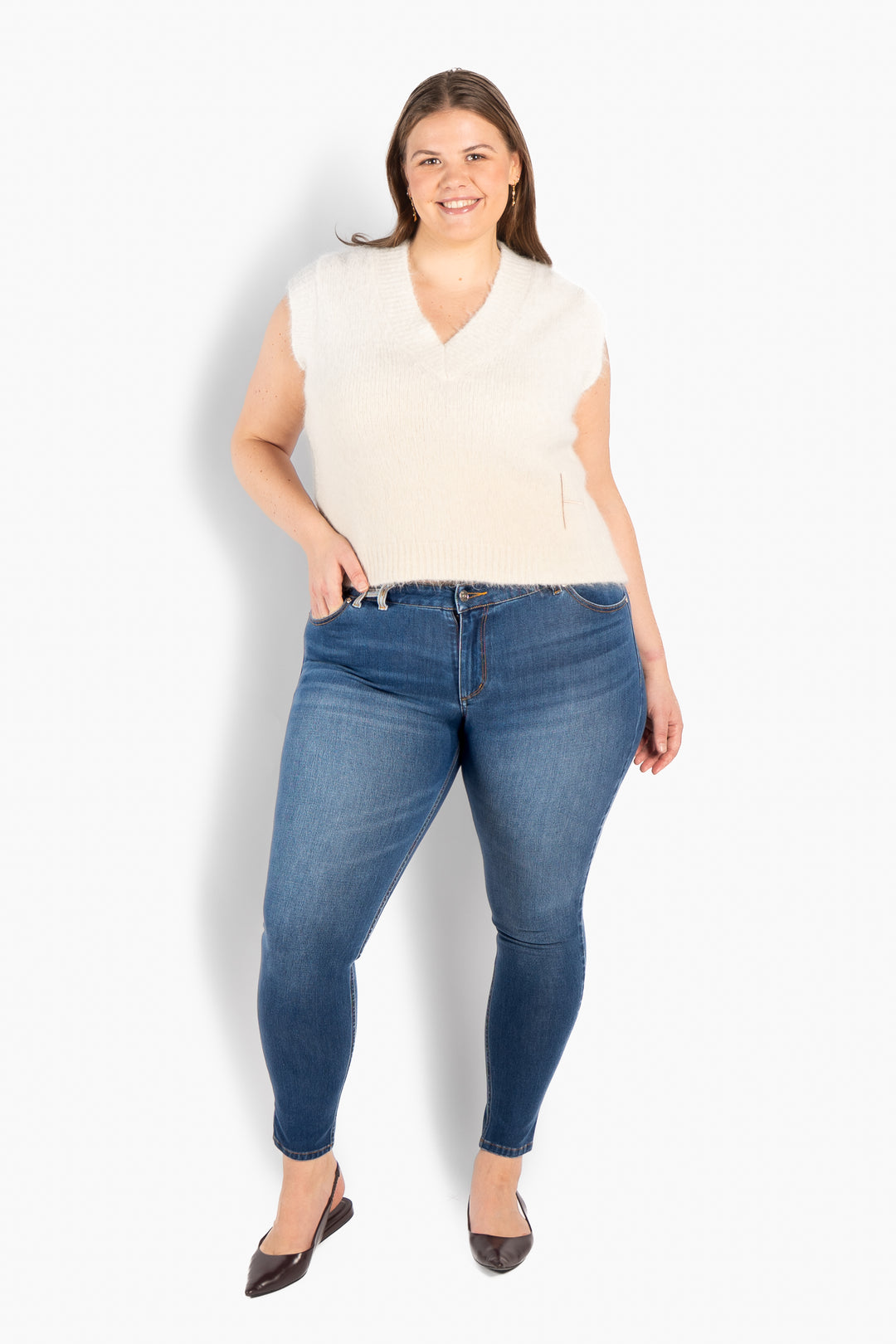 HÉST NATALIE Skinny Jeans Medium Wash Blue Denim
