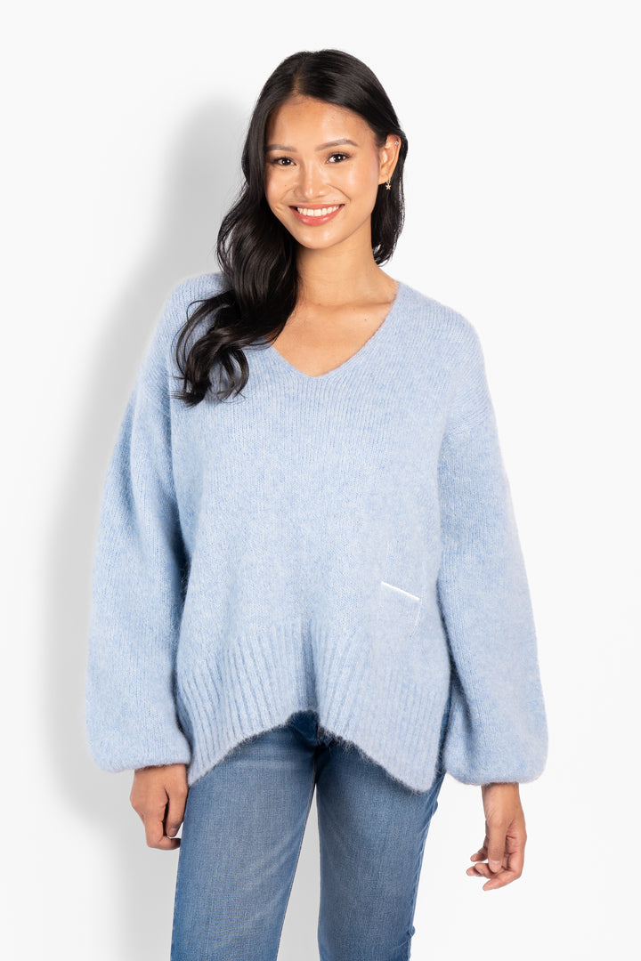 HÉST SOFIE V-neck Sweater Skyway