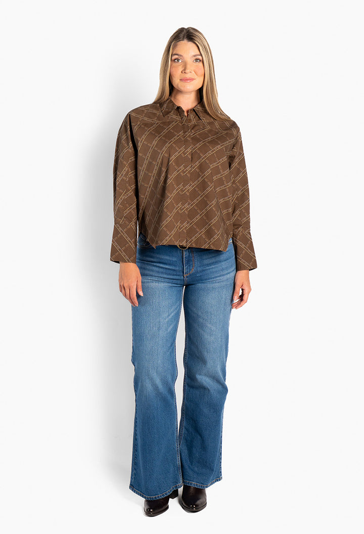 Senna Printed Shirt 6002 Dark Earth
