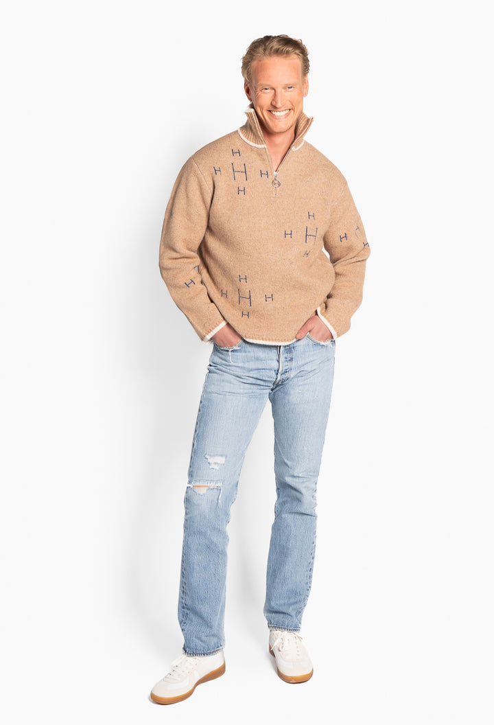 Iben Half Zip Beige Melange