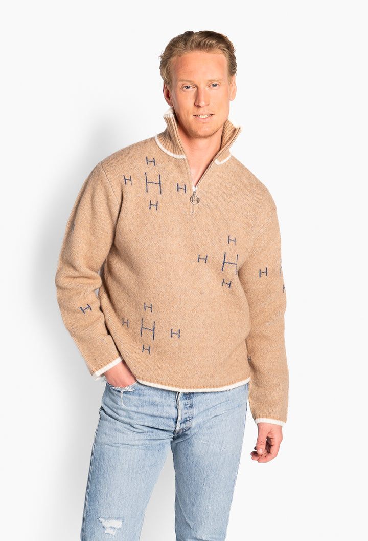 Iben Half Zip Beige Melange